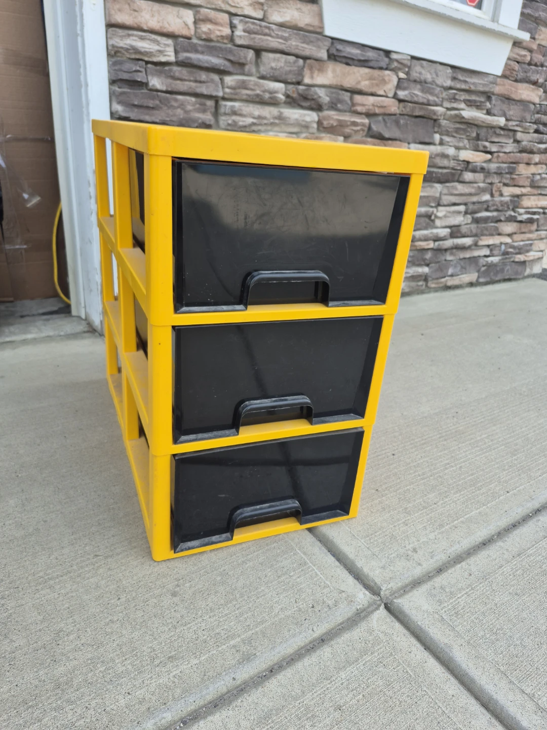 Yellow 3-Drawer Plastic Storage Unit