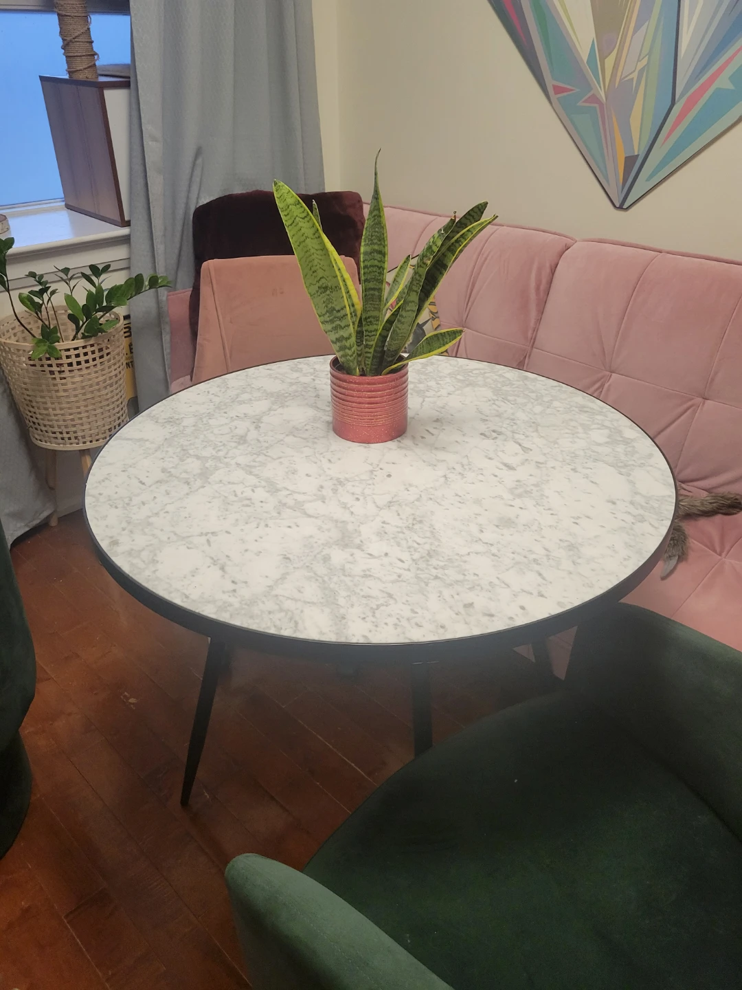 Round Carrera Marble Dining Table
