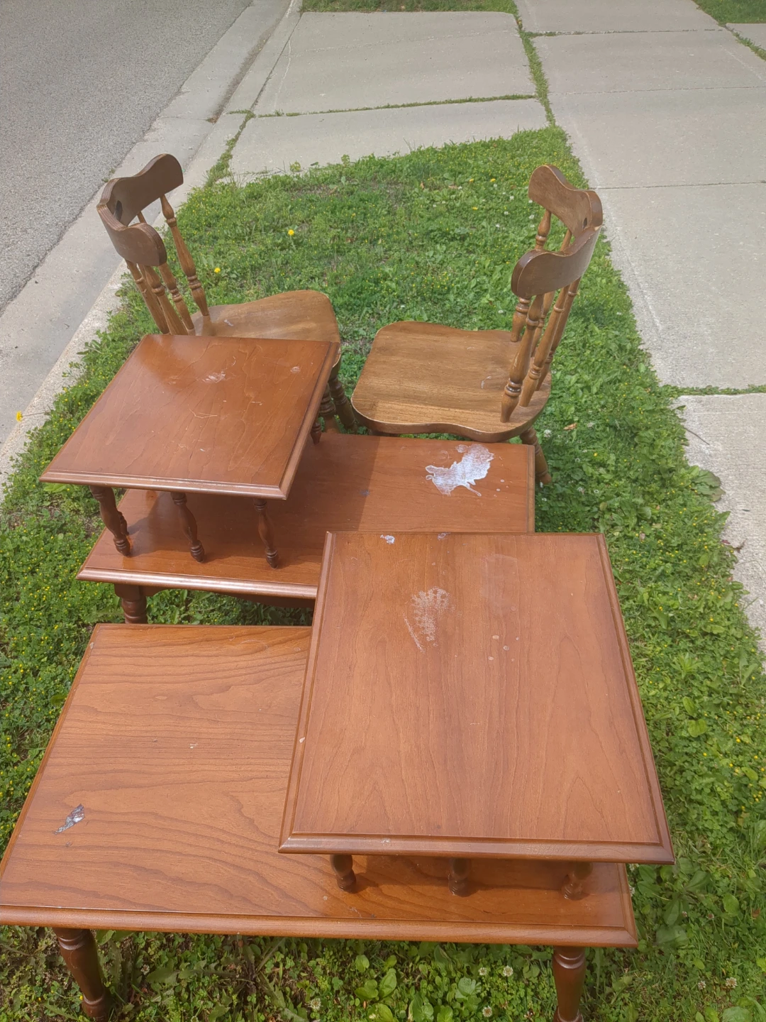2 each Wooden Chair and Table Set