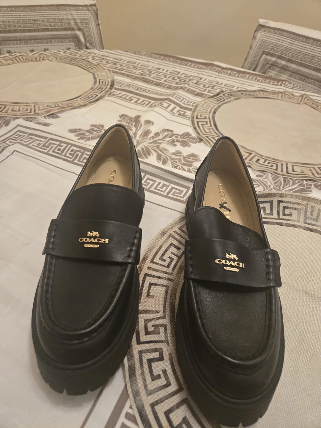 Coach Black Leather Platform Loafers Size 8B - photo 5
