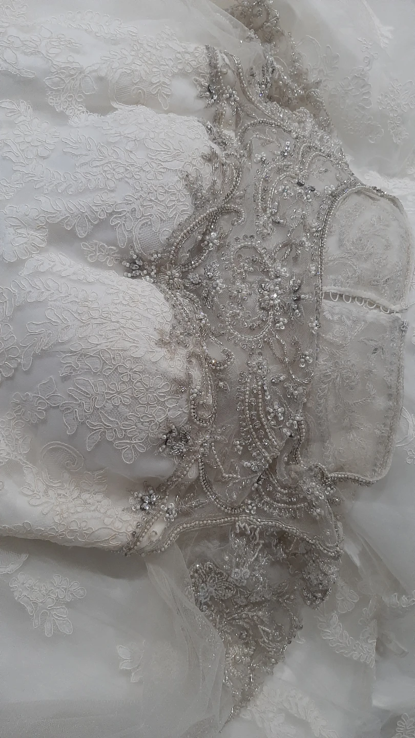 White Lace Wedding Dress with Long Sleeves - photo 3