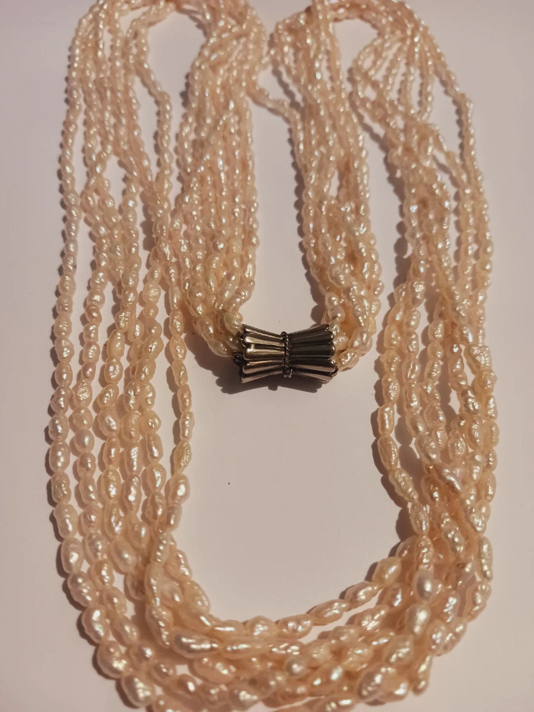 Sterling Silver 925 Genuine Freshwater Rice Pearl Necklace - photo 2