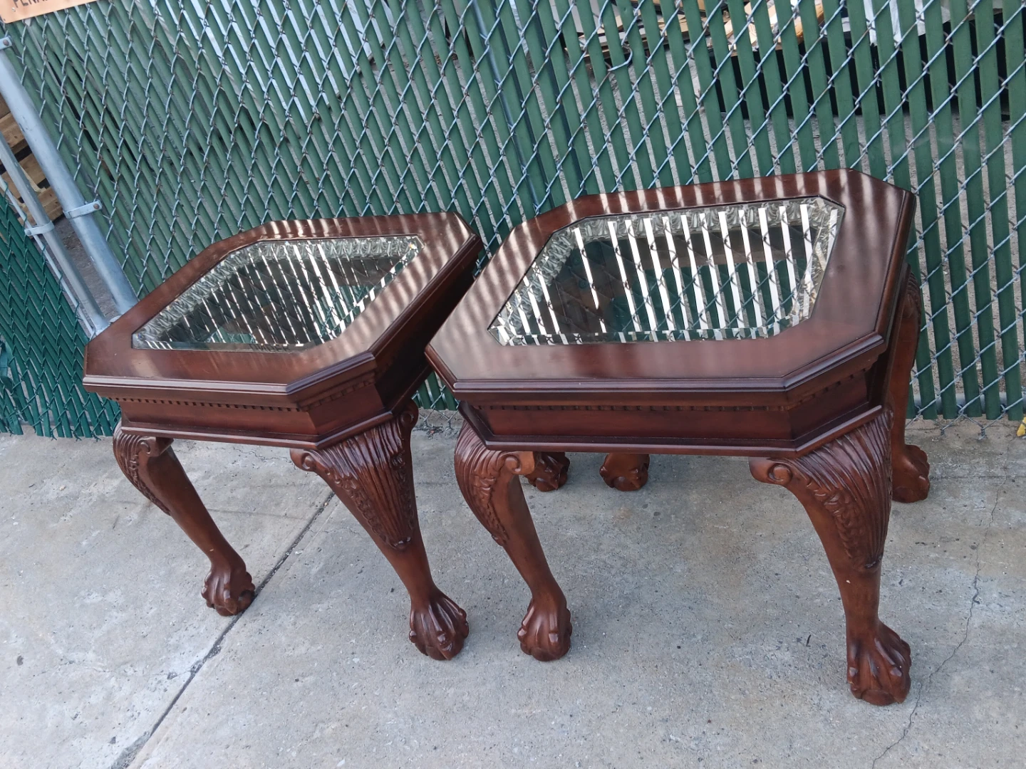 Vintage Octagonal Accent Tables with Glass Tops (Set of 2) - photo 2