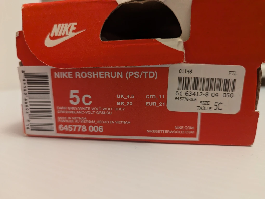 Nike Rosherun (PS/TD) Toddler Shoes - Grey/Volt - photo 4