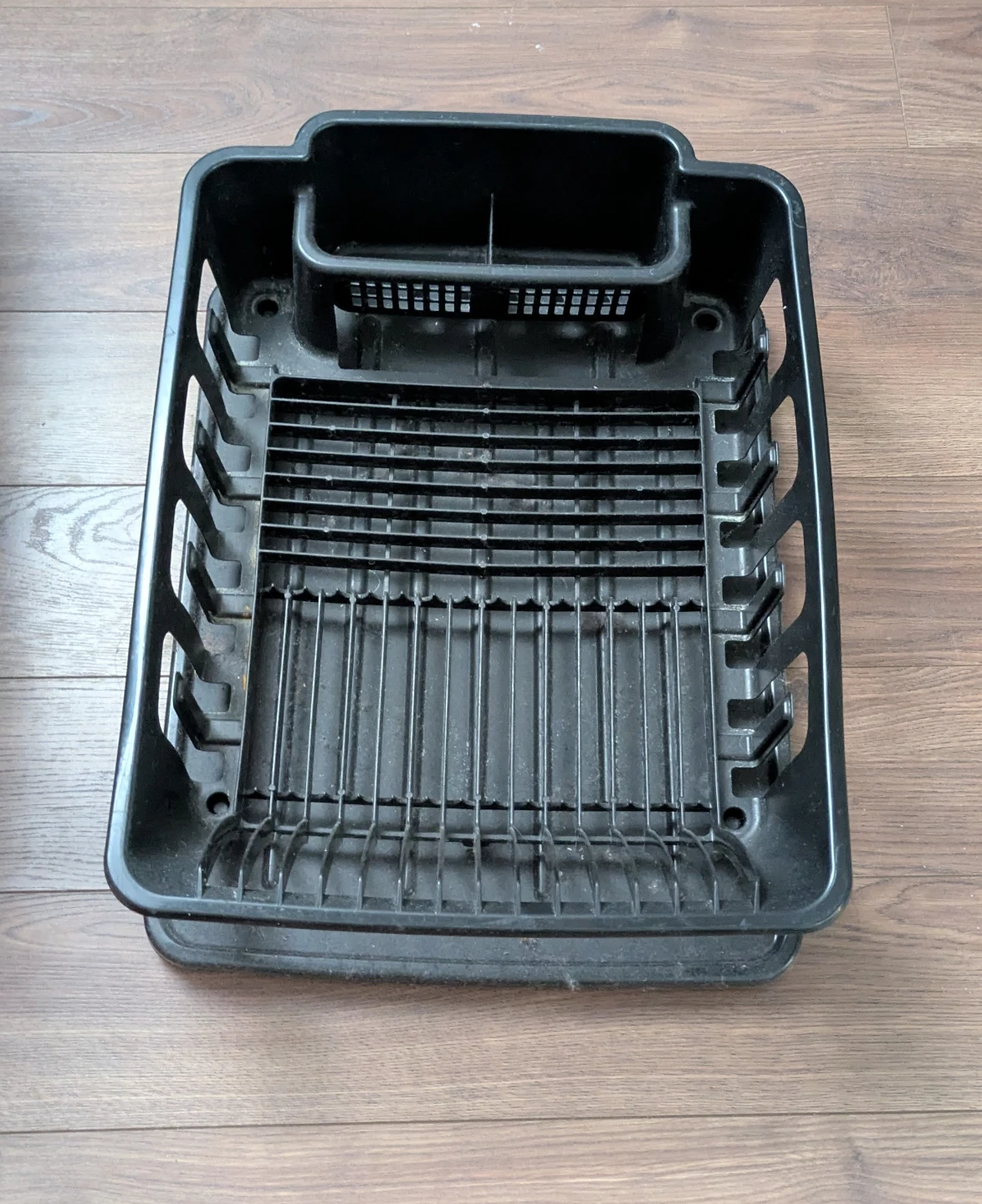 Black Plastic Dish Drying Rack with Cutlery Holder - photo 2
