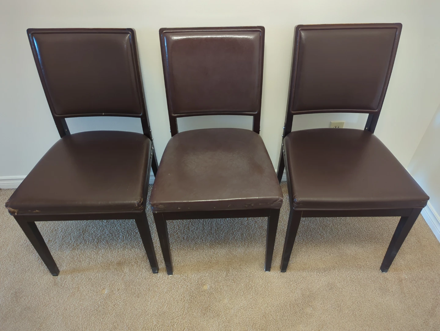 Set of 3 Brown Dining Chairs