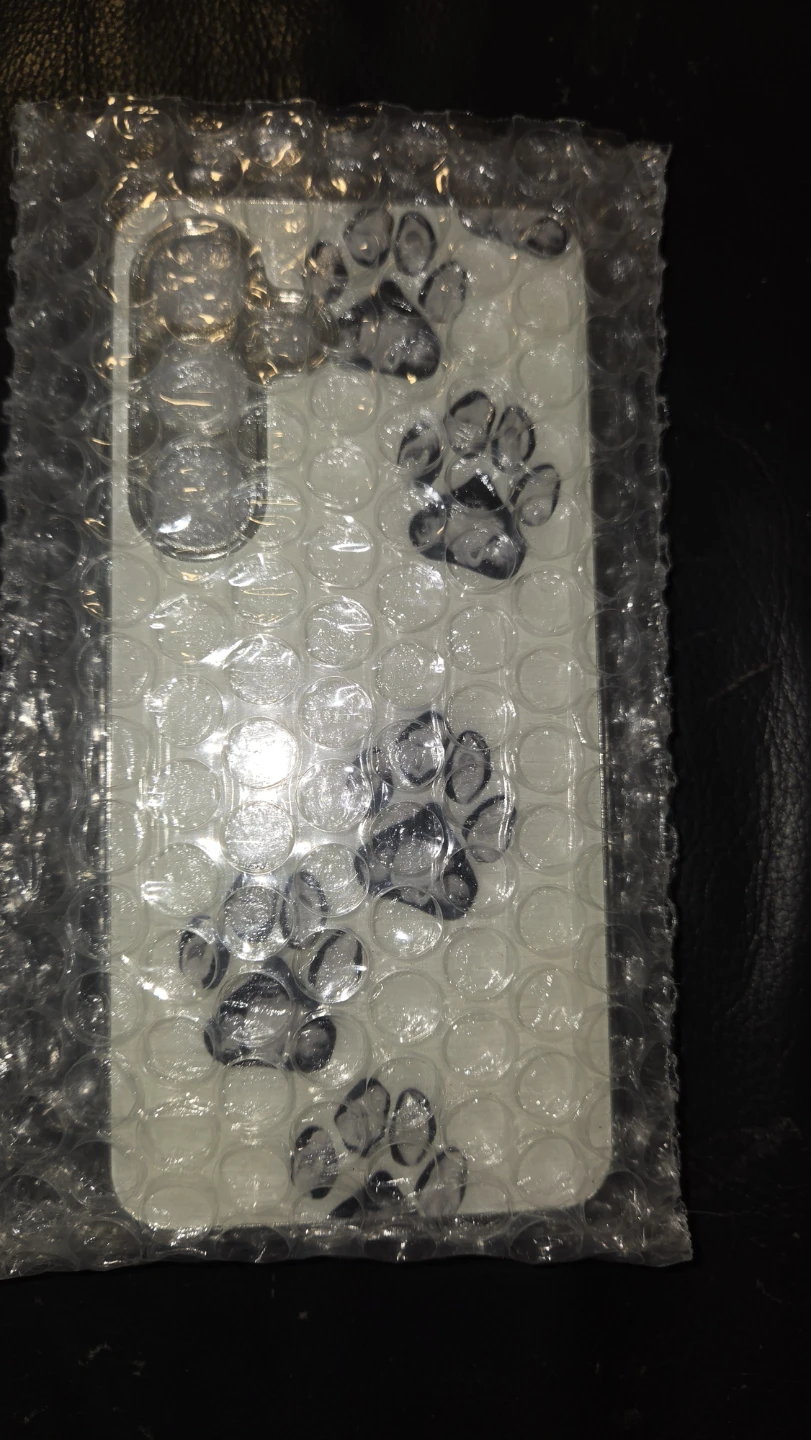 White Phone Case with Black Paw Prints