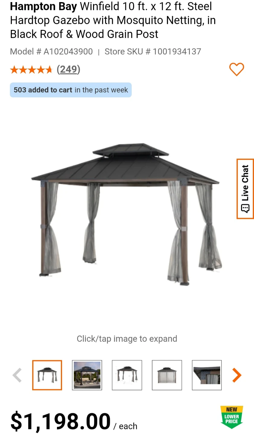 Hampton Bay Winfield 10 ft. Steel Gazebo