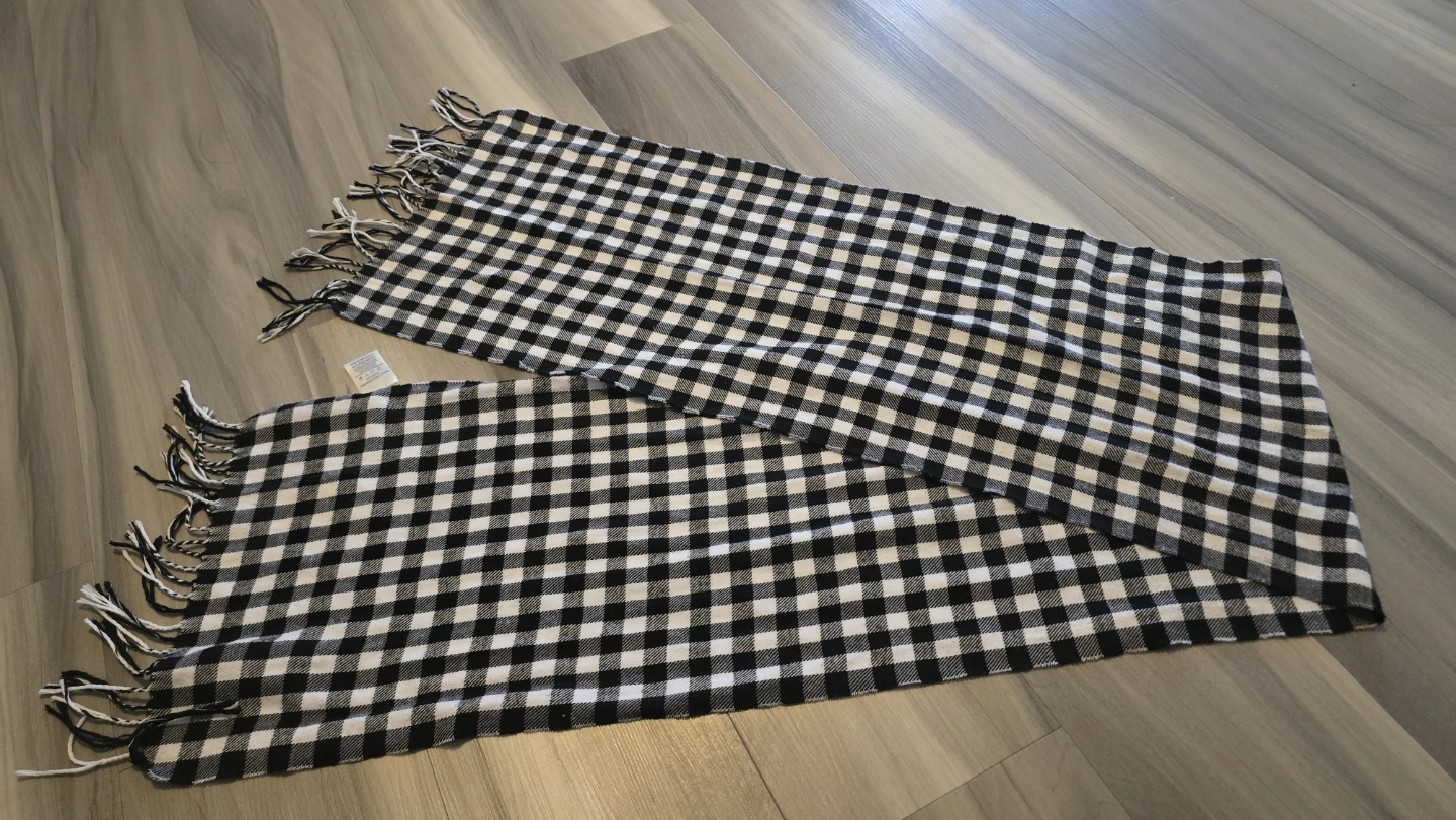 Black and White Checkered fringe Scarf