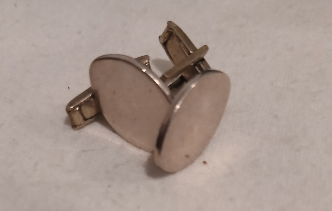 Vintage Sterling Silver Hickok Oval Cufflinks