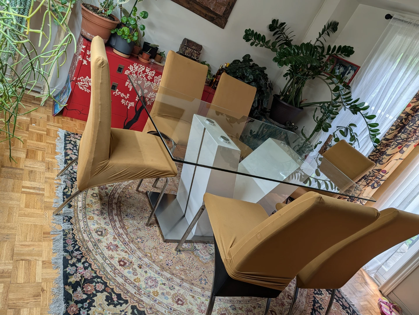 Glass Dining Table with 6 Chairs