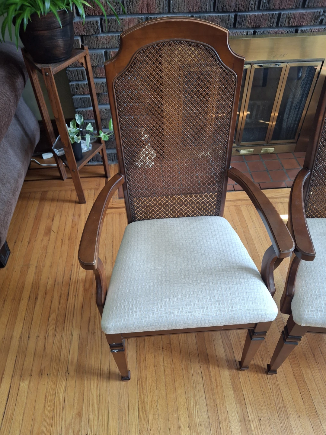 Set of 3 Wood & Cane Dining Chairs - photo 2