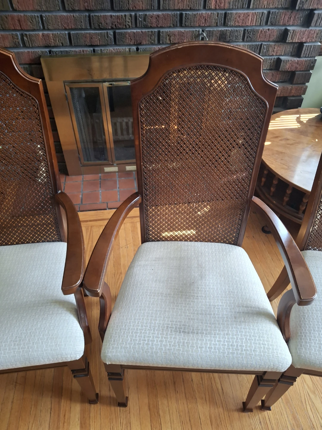 Set of 3 Wood & Cane Dining Chairs - photo 3