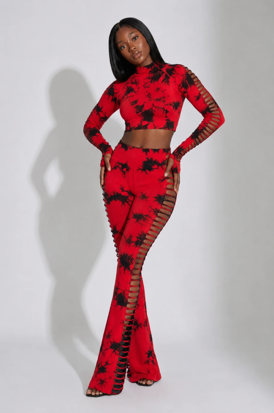 Red Tie-Dye Leggings