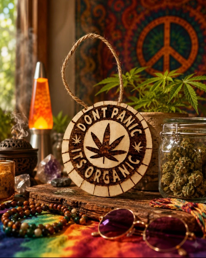 Handmade 'Don't Panic It's Organic' Wood Ornament