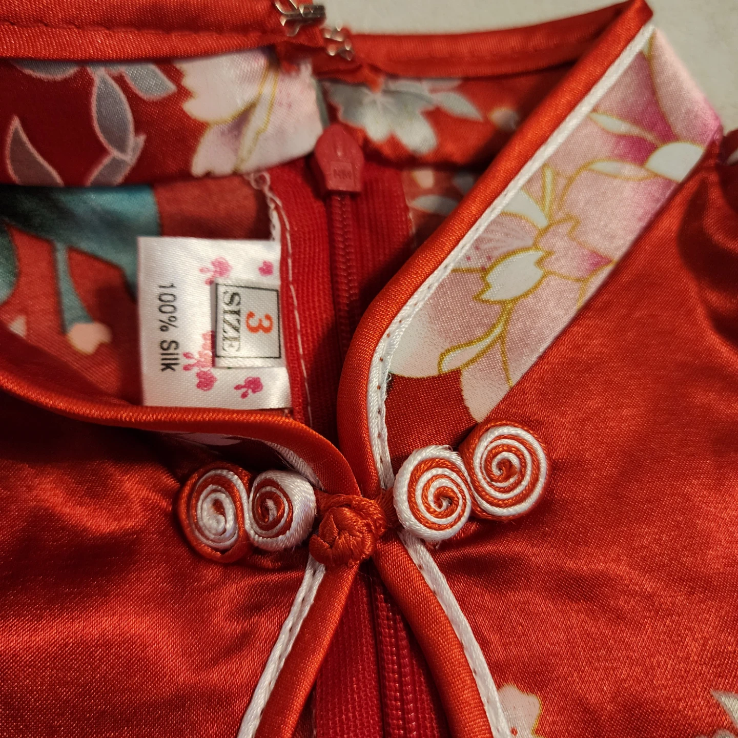 Children's Red Silk Chinese Qipao Dress - photo 2
