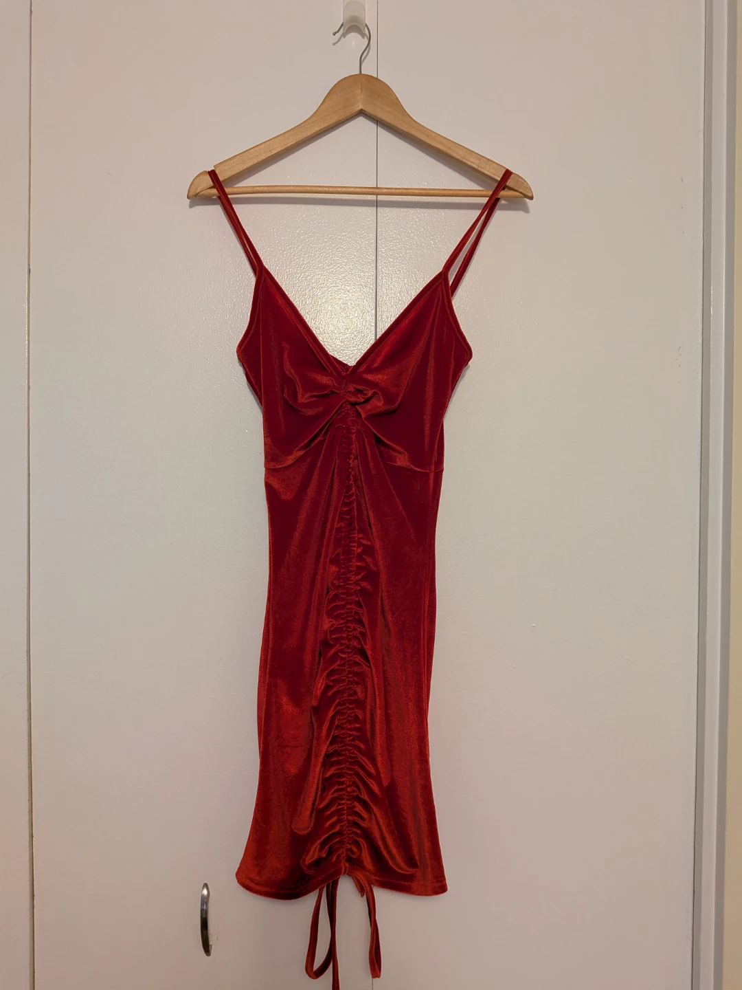 Red Velvet Ruched Mini Dress
