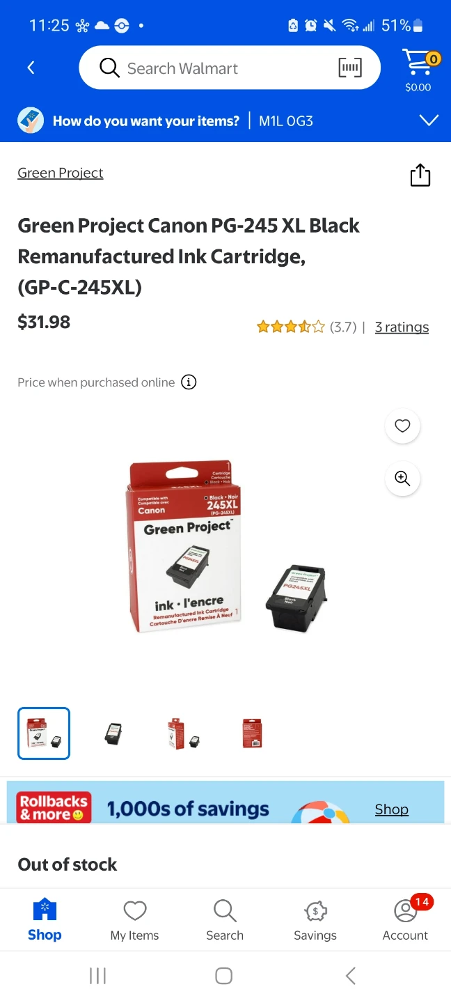 Green Project Canon PG-245XL Black Ink Cartridge #freecycle