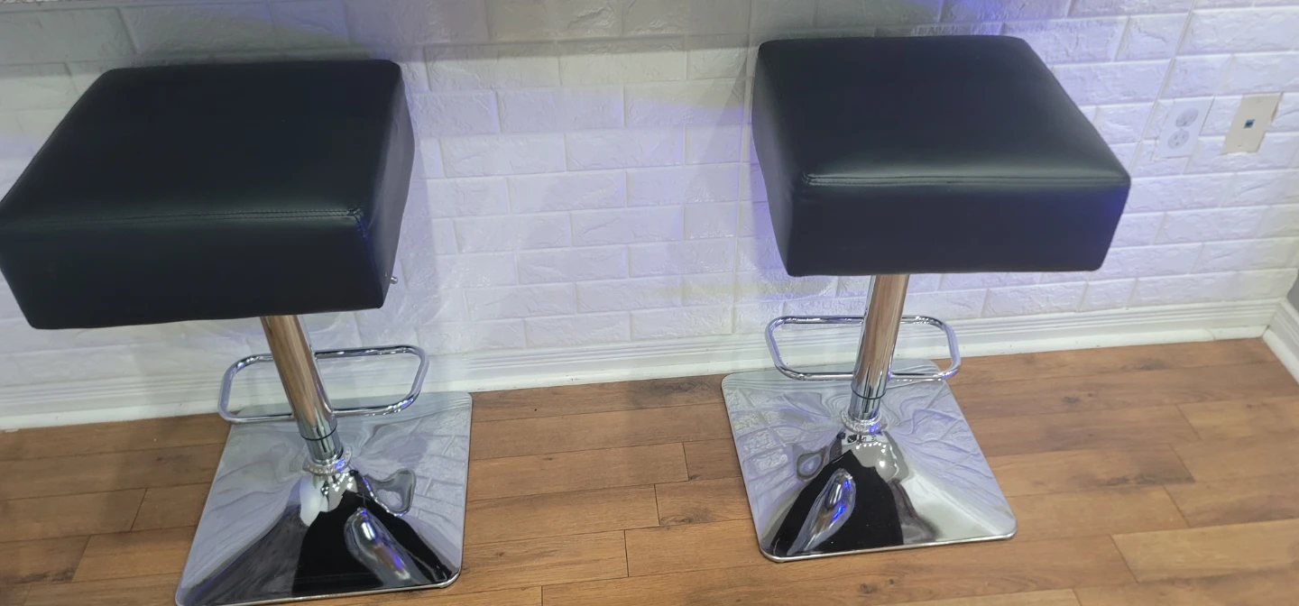 Set of 2 Black Adjustable Bar Stools - photo 3