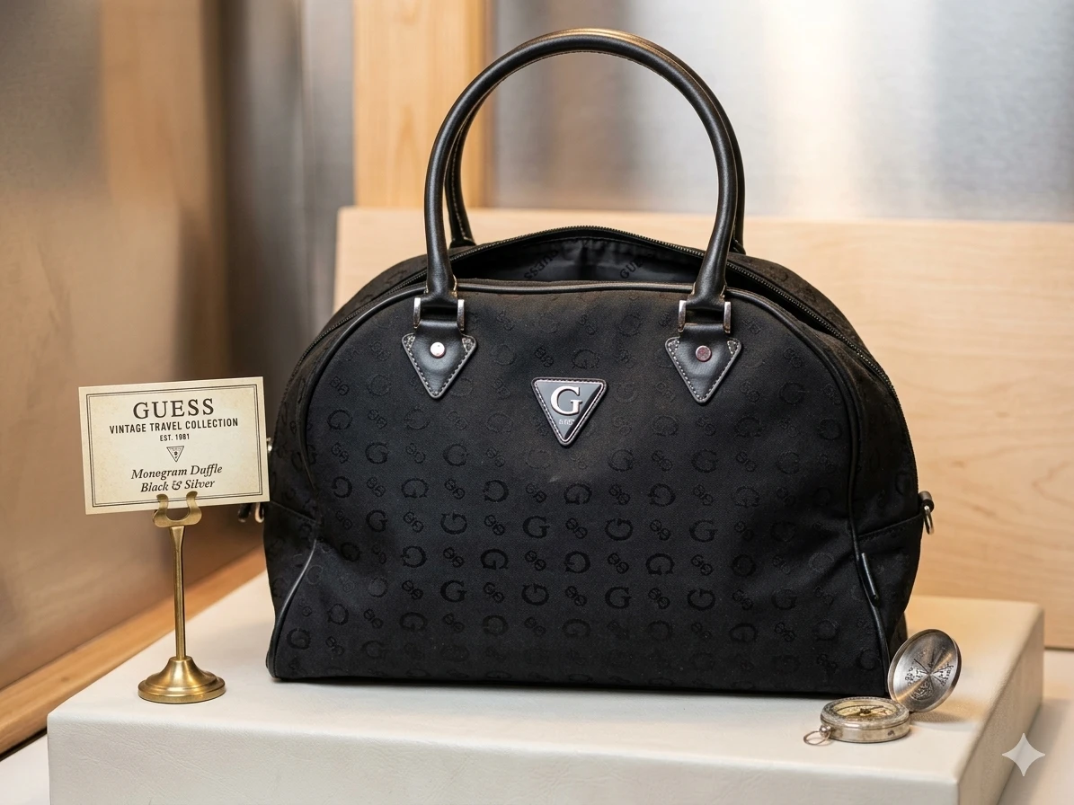 Guess Monogram Duffle Bag - Black