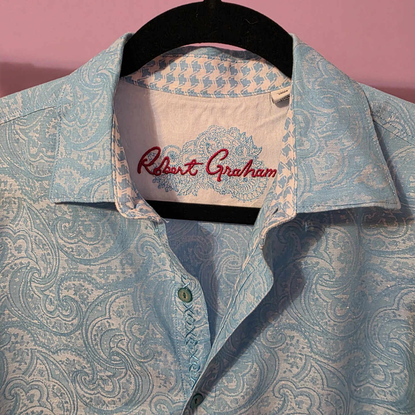 Robert Graham Blue Paisley  Short Sleeve Button Up Shirt XS - photo 2