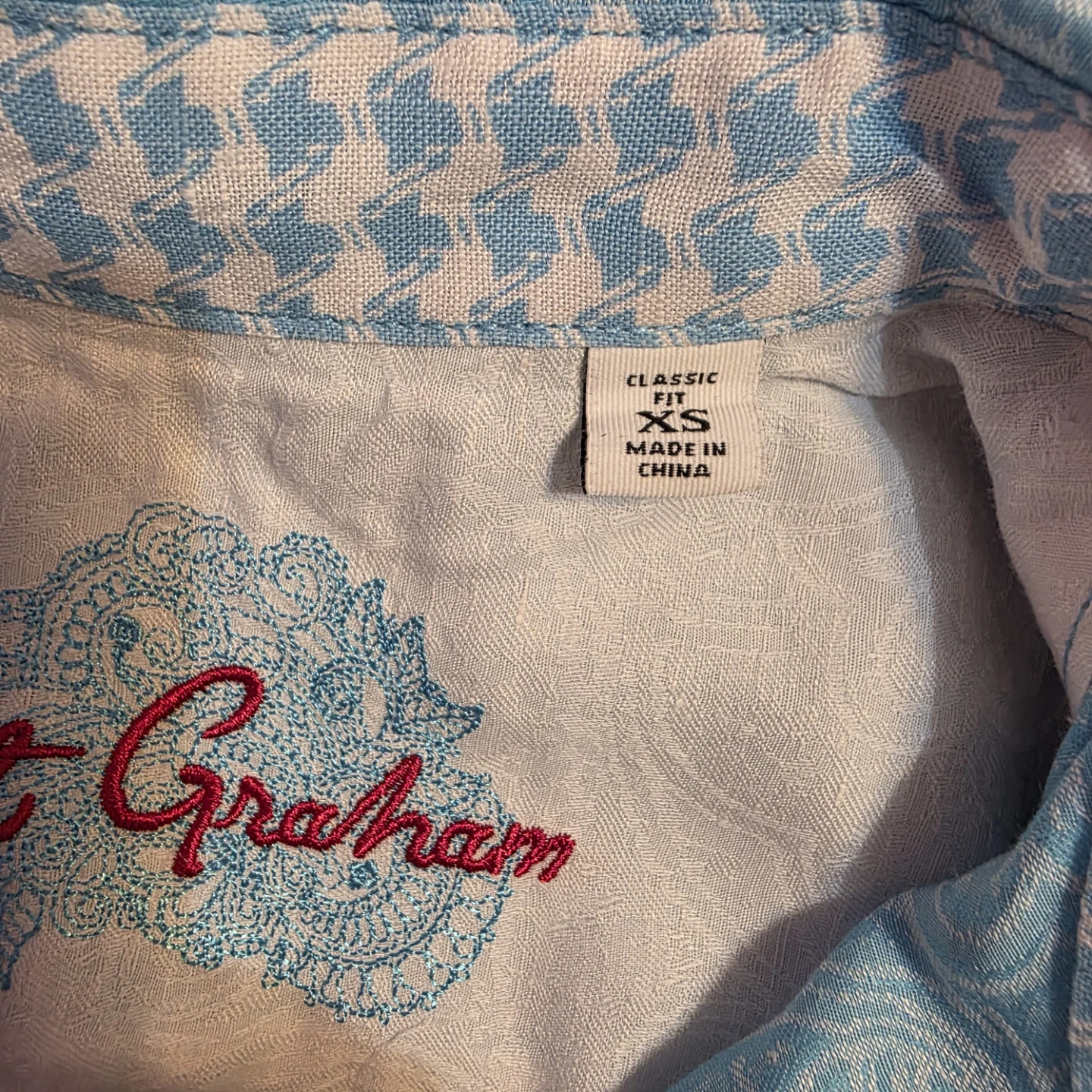 Robert Graham Blue Paisley  Short Sleeve Button Up Shirt XS - photo 4