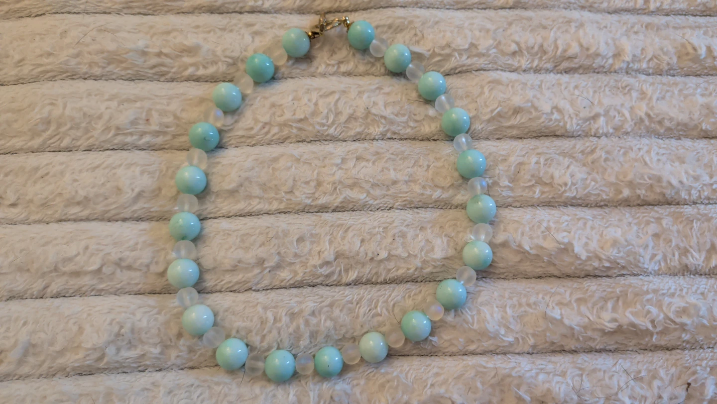 Light Blue Beaded Necklace with Clear Accents - photo 2