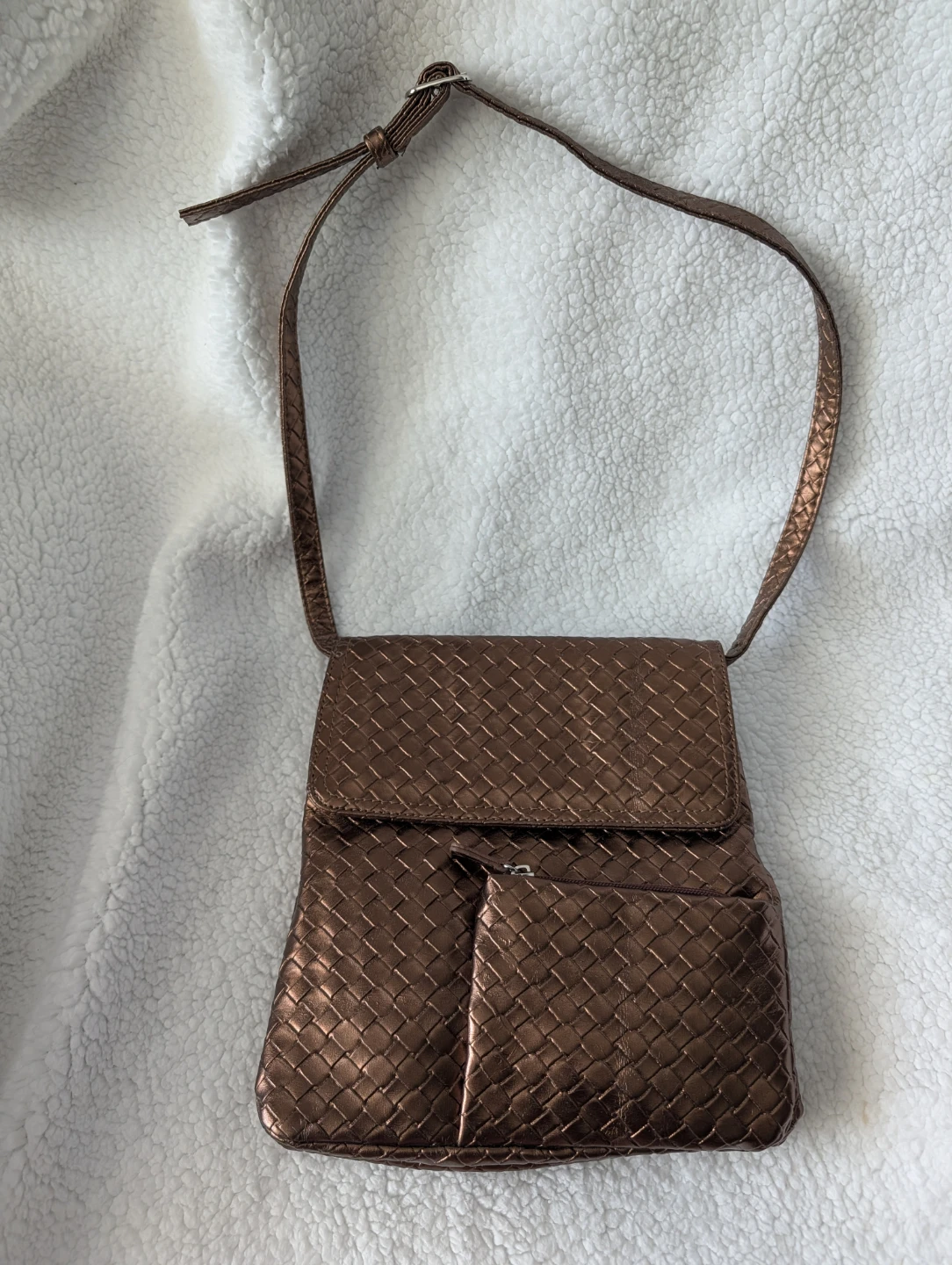 Baci Italy Woven Bronze Crossbody Bag