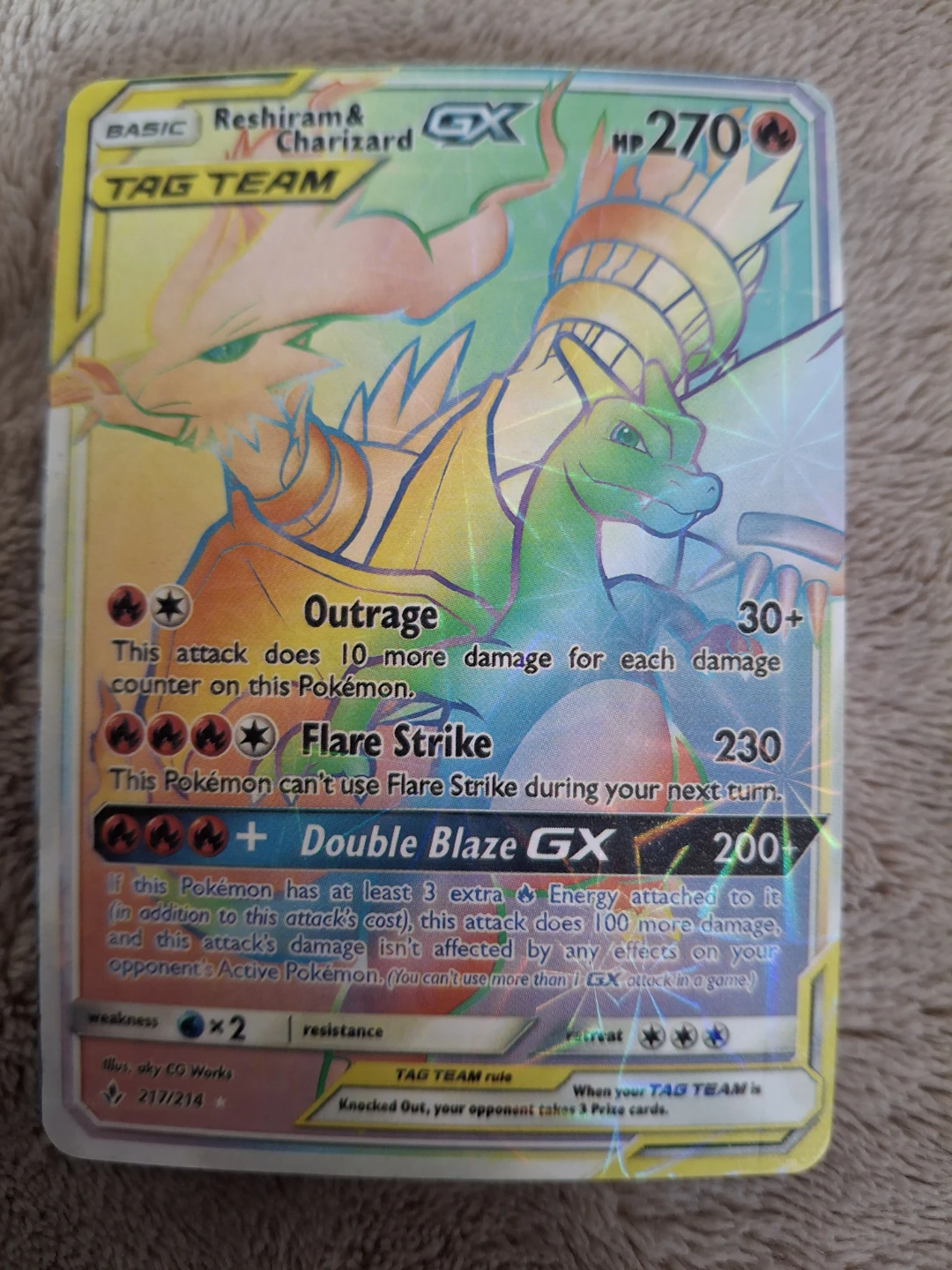 Reshiram & Charizard GX TAG TEAM Pokemon Card