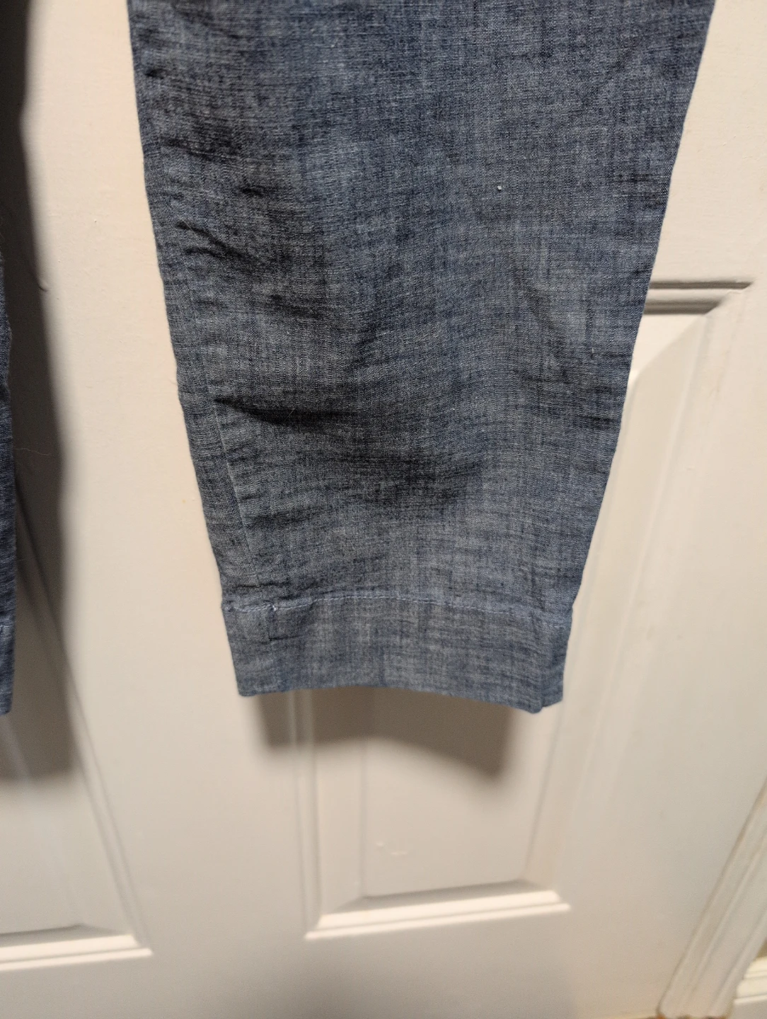 Blue Linen Blend Pants with Tie Waist - photo 4