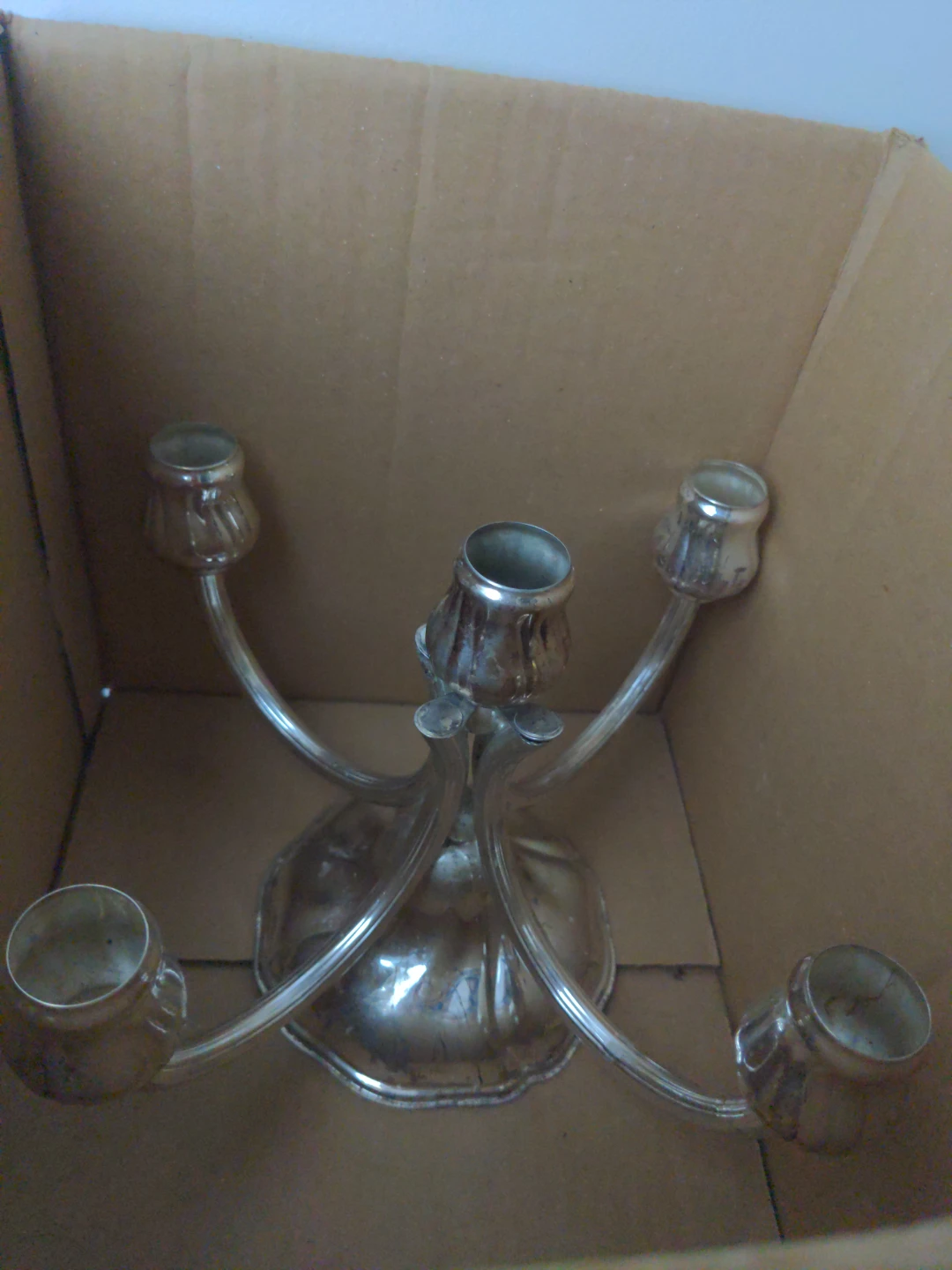 Silver 5-arm Candlestick Holder