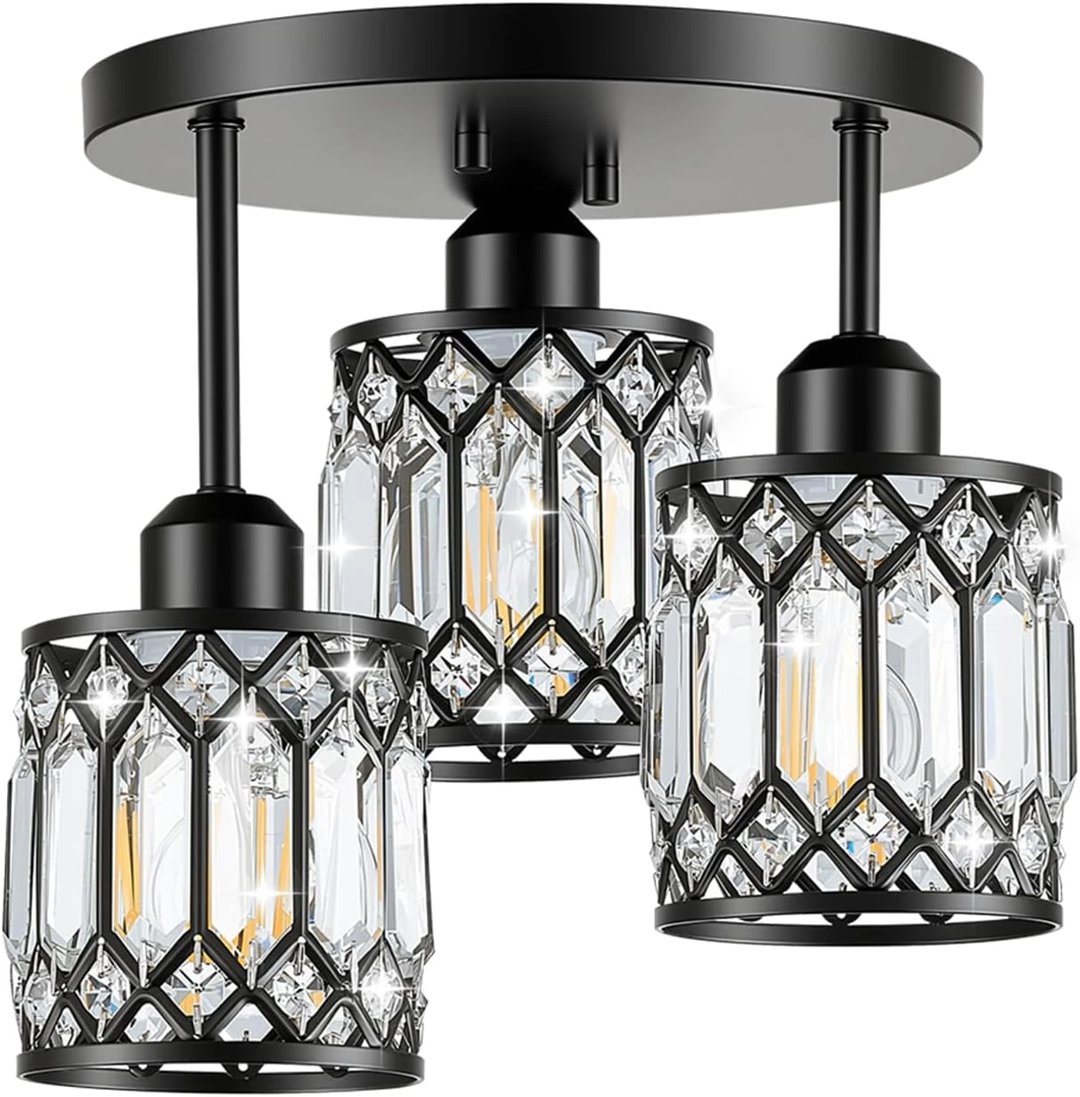Modern Crystal Ceiling Light Fixture, 3-Light