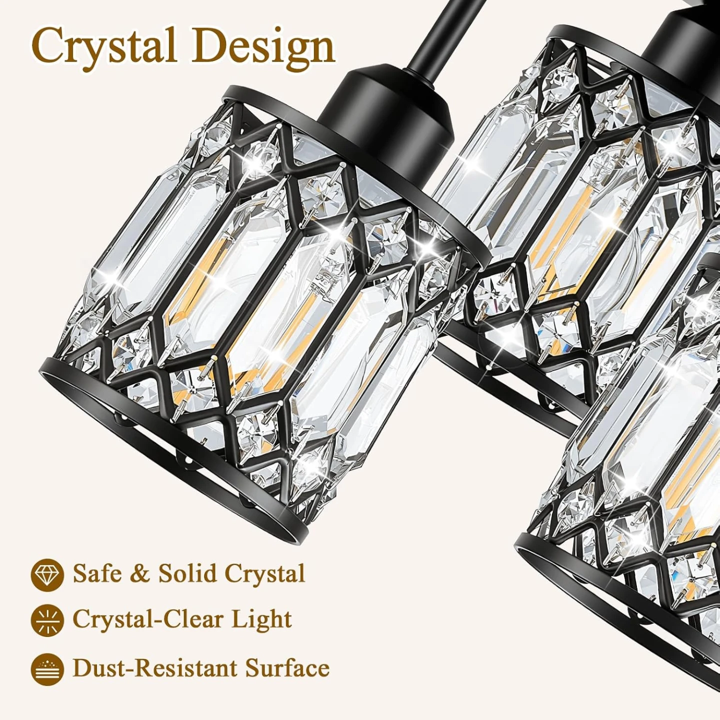 Modern Crystal Ceiling Light Fixture, 3-Light - photo 3