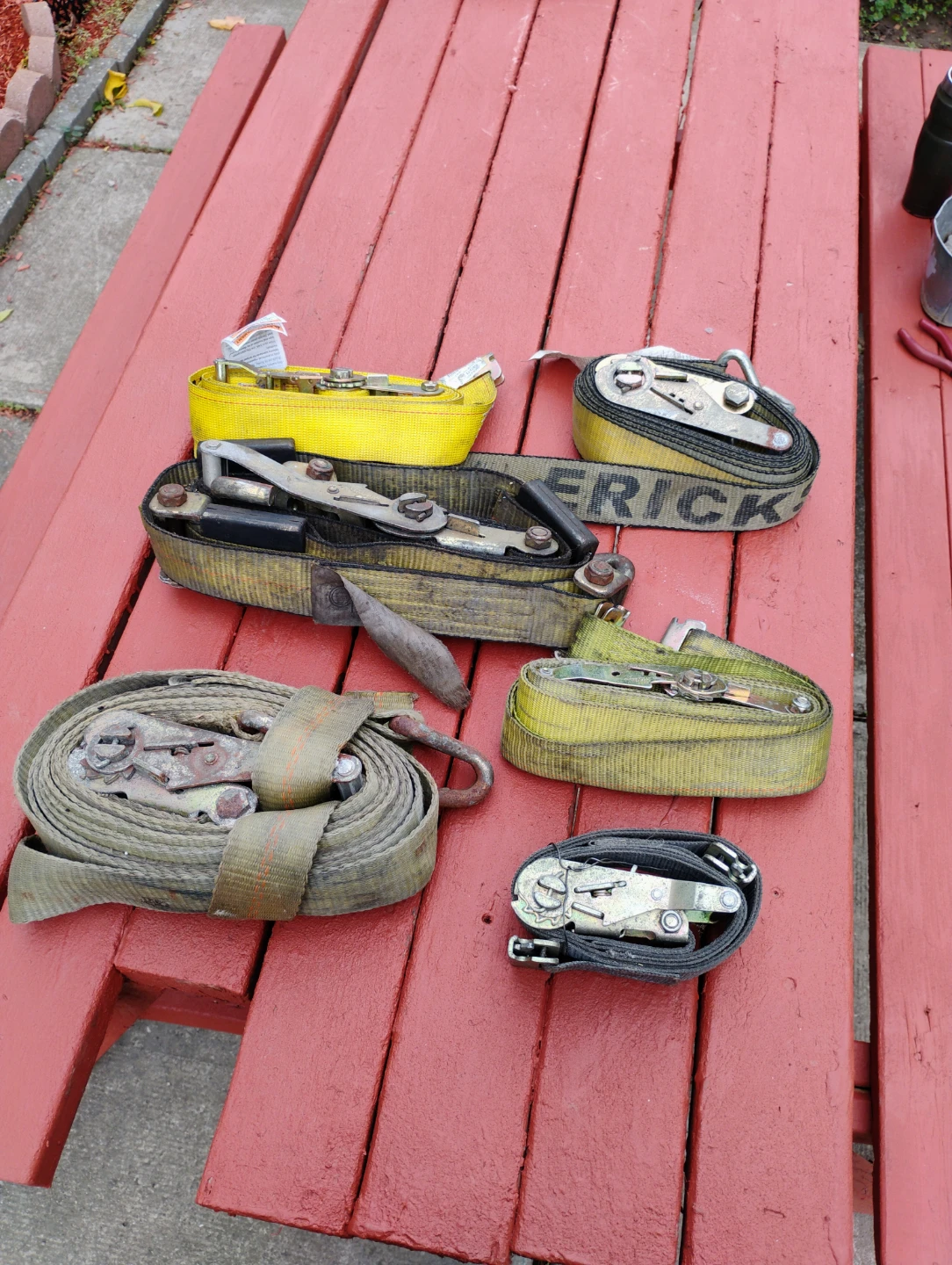 6 Ratchet/Tie Down Straps ($8 each or $35 for all)