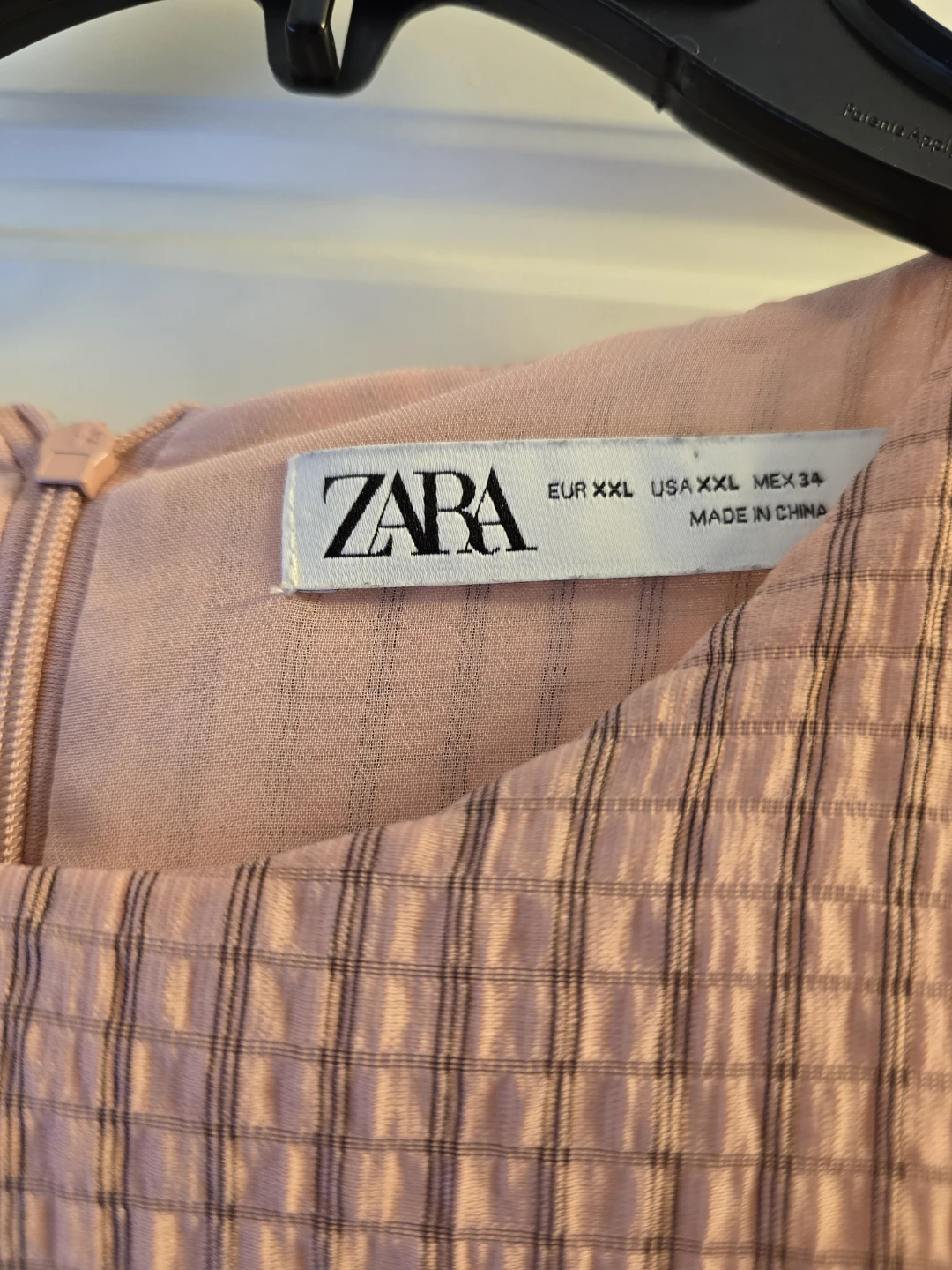 Zara Blush Pink Gingham Maxi Dress with Puff Sleeves - photo 4