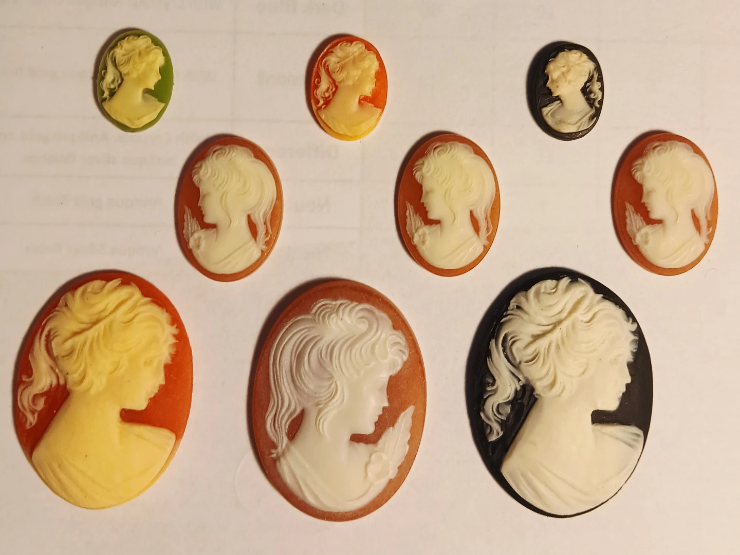 Lot of 9 Assorted Cameos