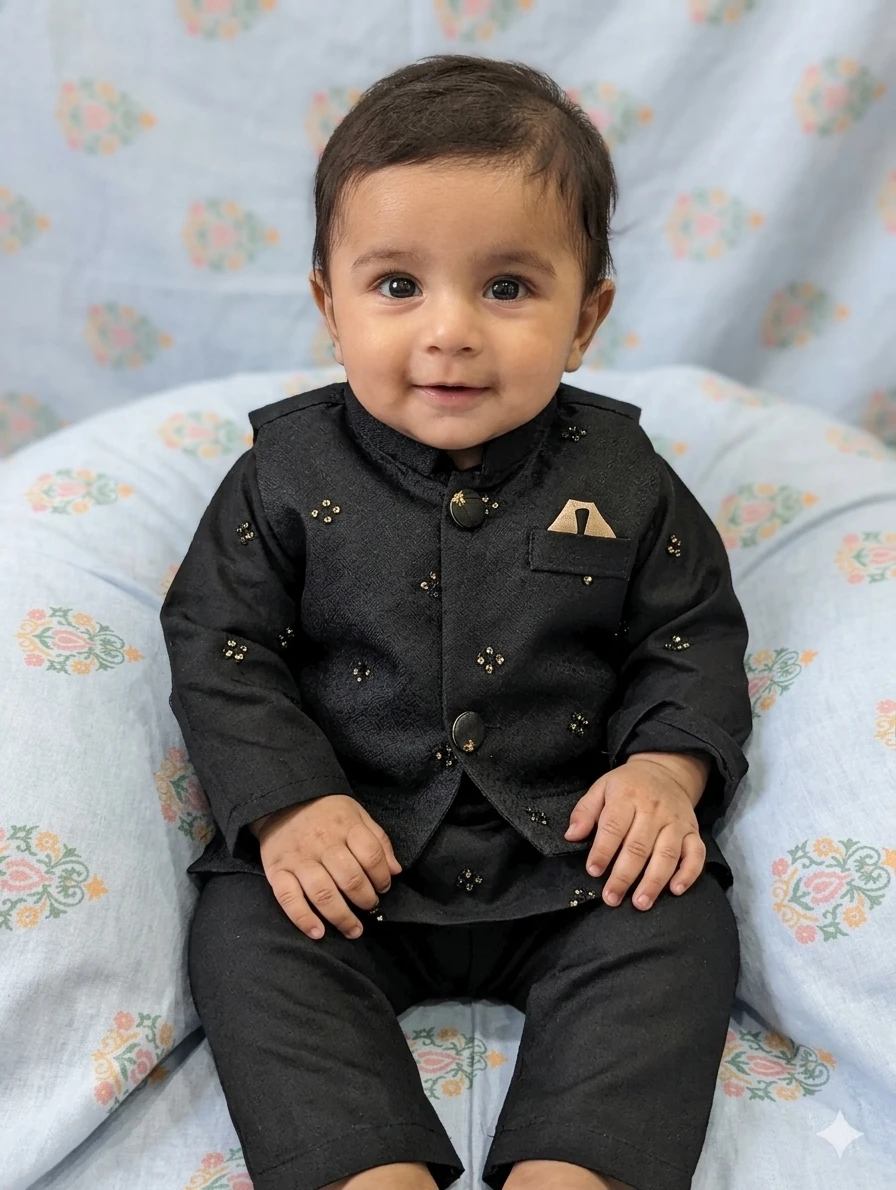Black Boys' Kurta Set