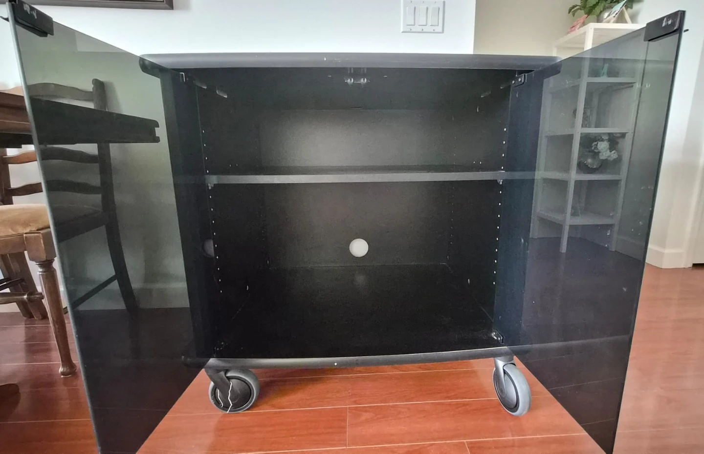 Black Media Stand with Wheels - photo 2