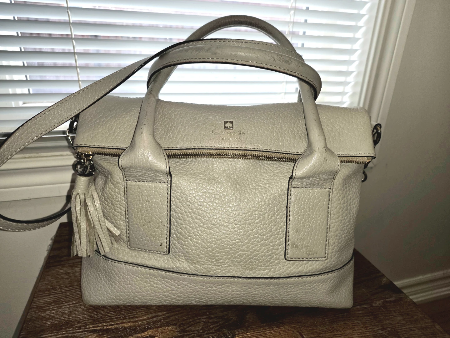Kate Spade Light Grey Leather Satchel Bag