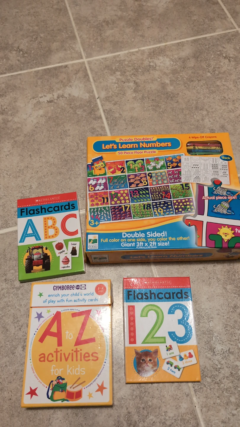 Scholastic ABC and 123 Flashcards + Puzzle Doubles Floor Puzzle