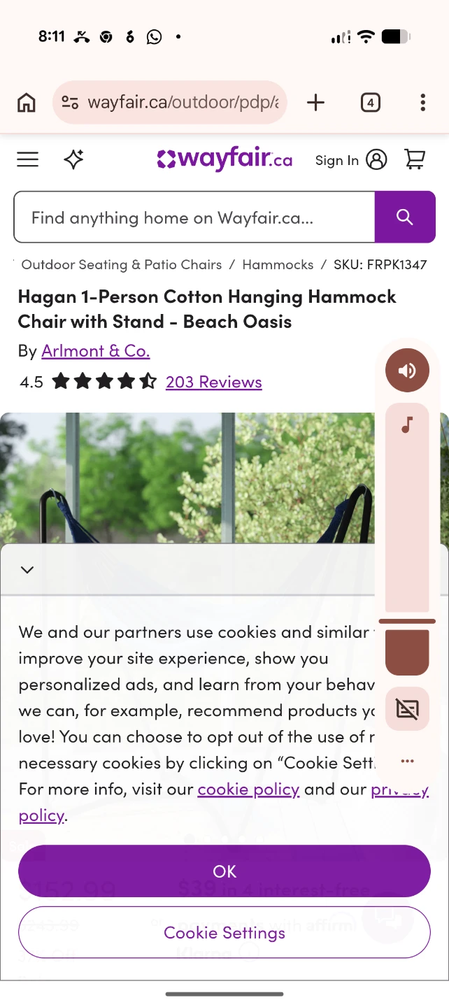 1-Person Cotton Hanging Hammock Chair -New in Box - photo 2