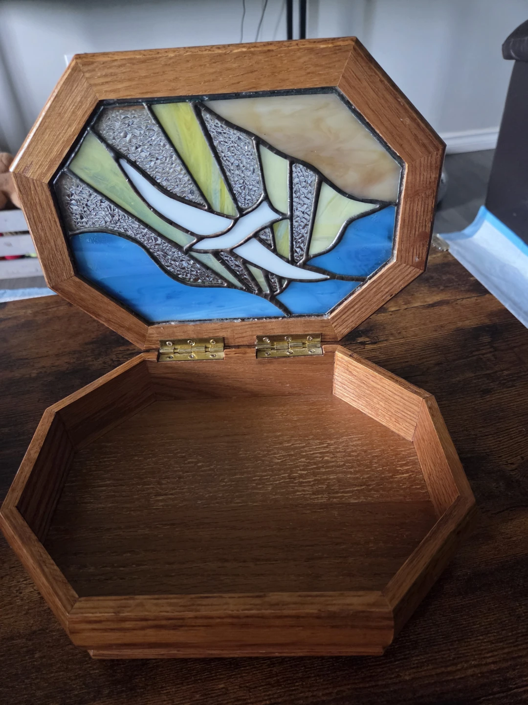 Stained Glass Trinket Box with Bird Design - photo 2