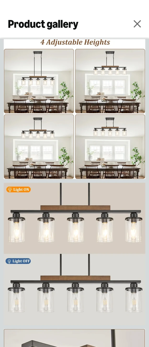 5-Light Farmhouse Chandelier with Wood Accent - photo 3
