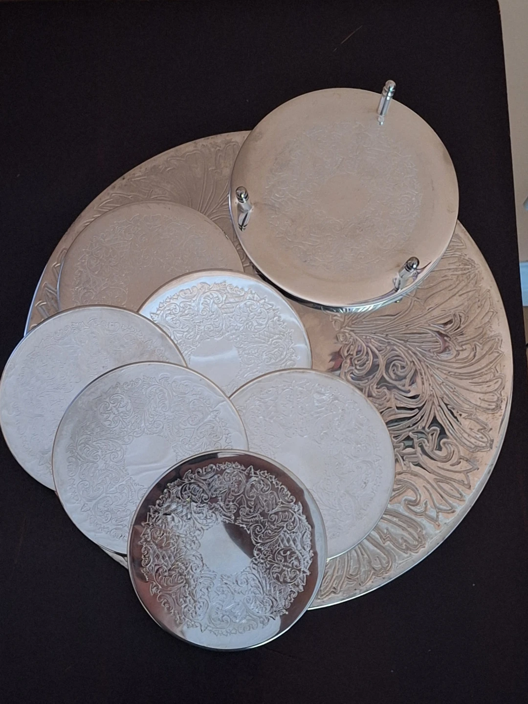 Silver Plated Tray/Trivit  and Coasters Set - photo 2