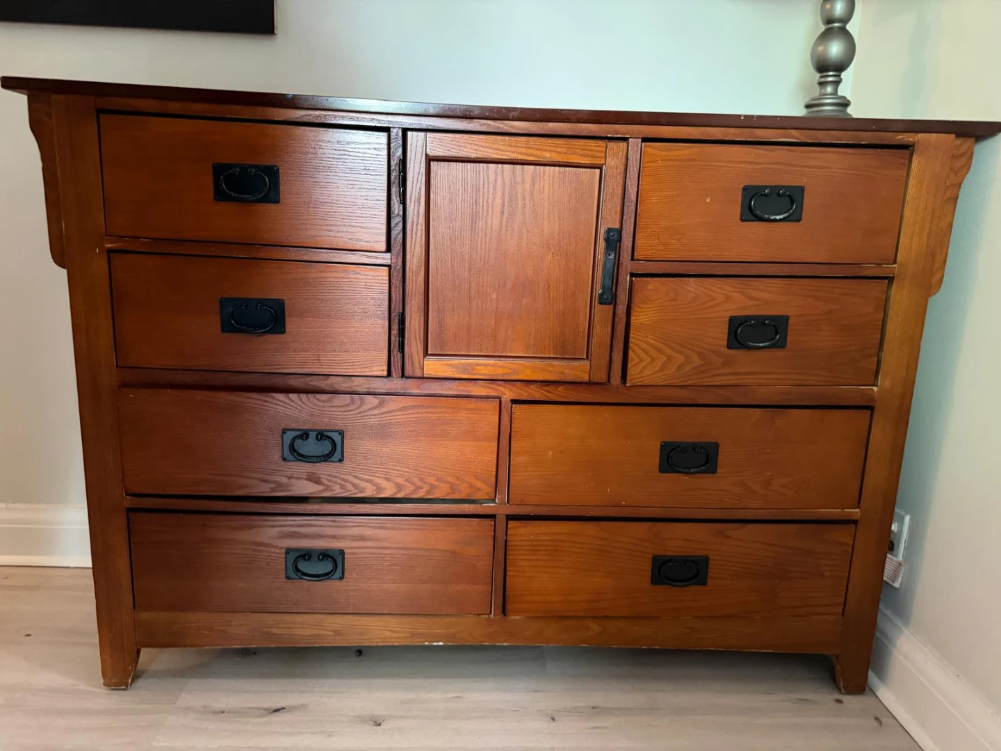 Wooden Dresser with Cabinets and Drawers