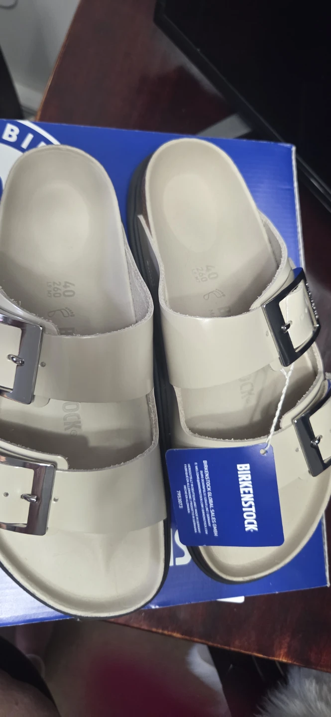 New Birkenstock Arizona Droplet Buckle High Shine Sandals - photo 3
