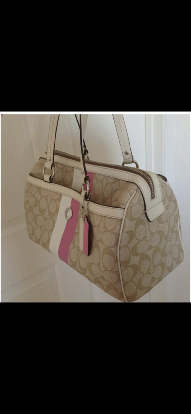 Coach Monogram Stripe Satchel Handbag - photo 3