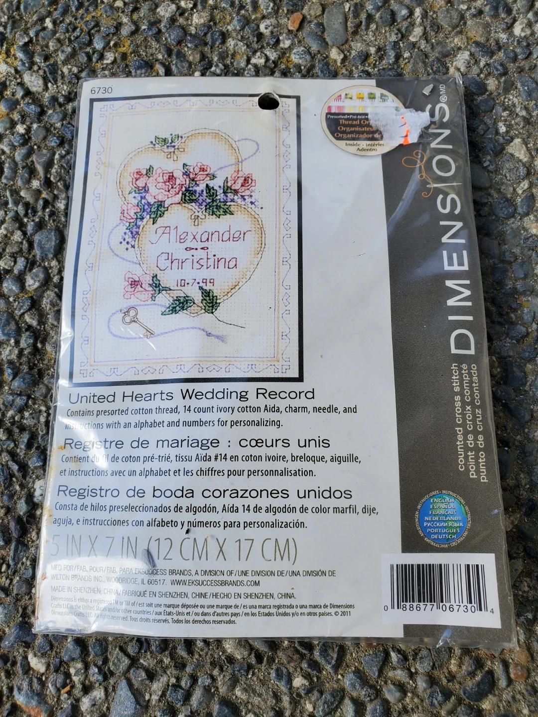 Dimensions United Hearts Wedding Record Cross Stitch Kit