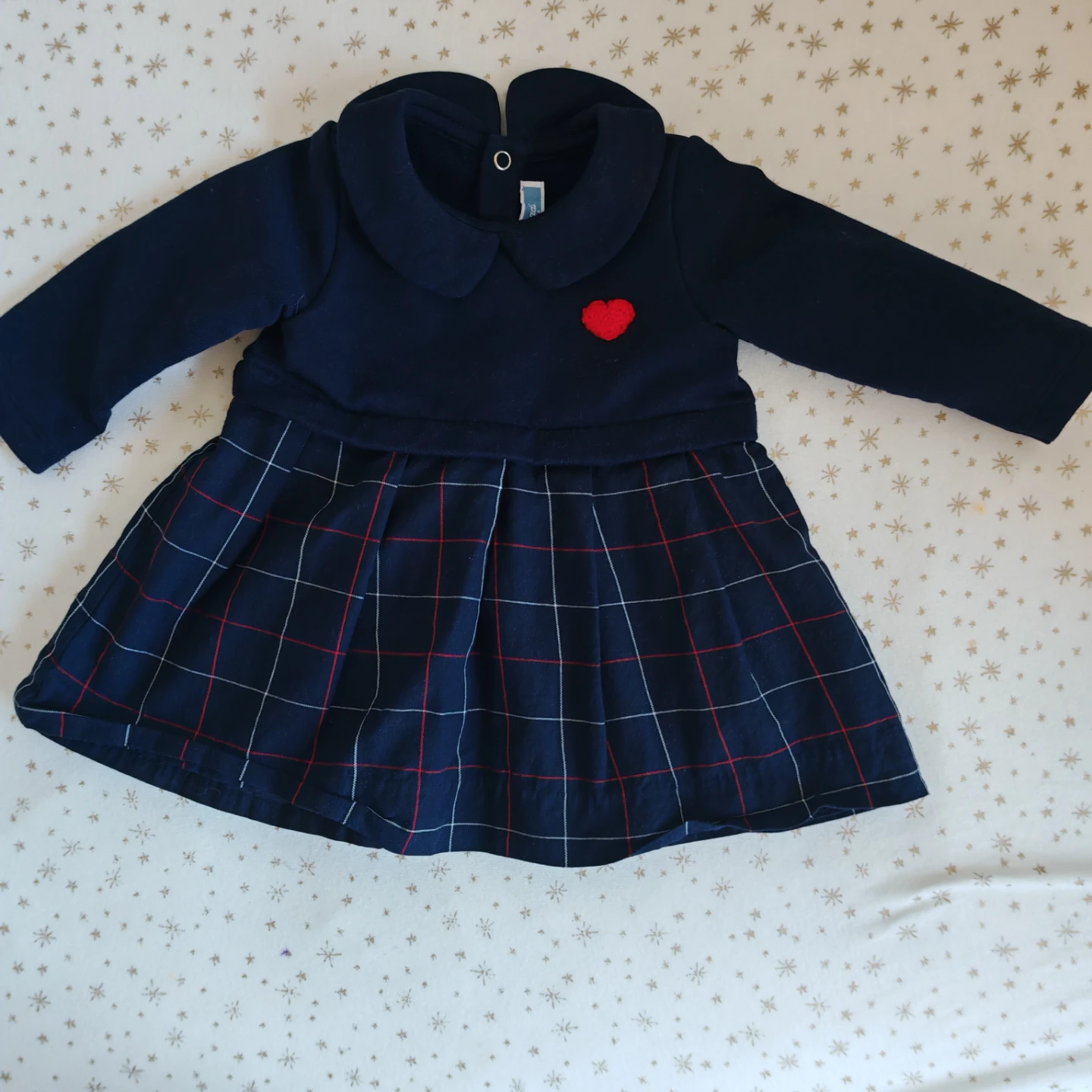 jacadi Navy Blue Baby Dress with Red Heart - photo 2