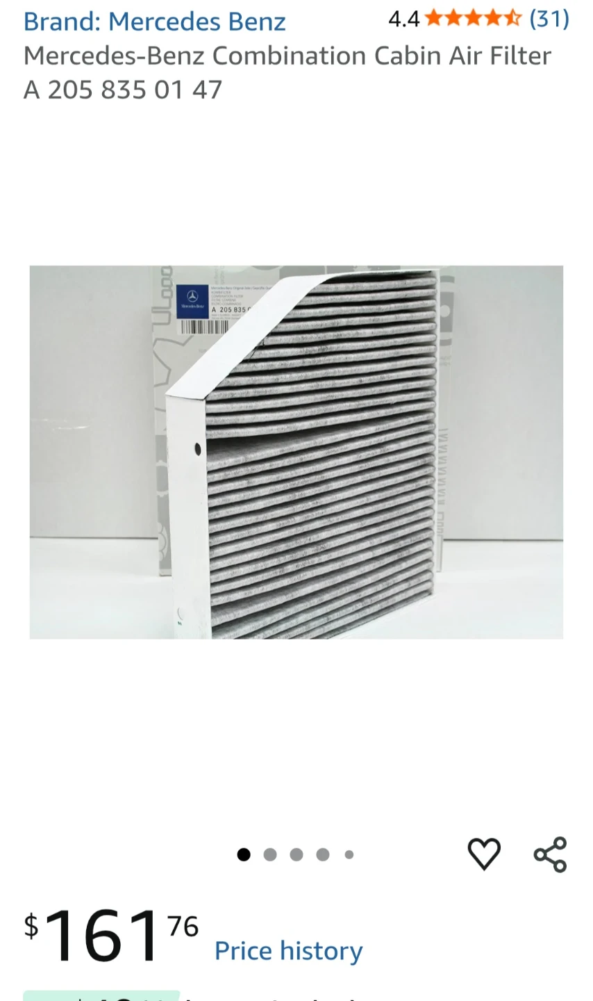 Mercedes-Benz Combination Cabin Air Filter A2058350147 - photo 2